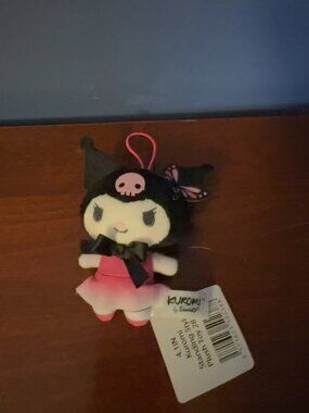 NWT Sanrio Licensed Round1 5” Kuromi Standing Style pink Dress Plush Keychain
